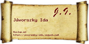 Jávorszky Ida névjegykártya